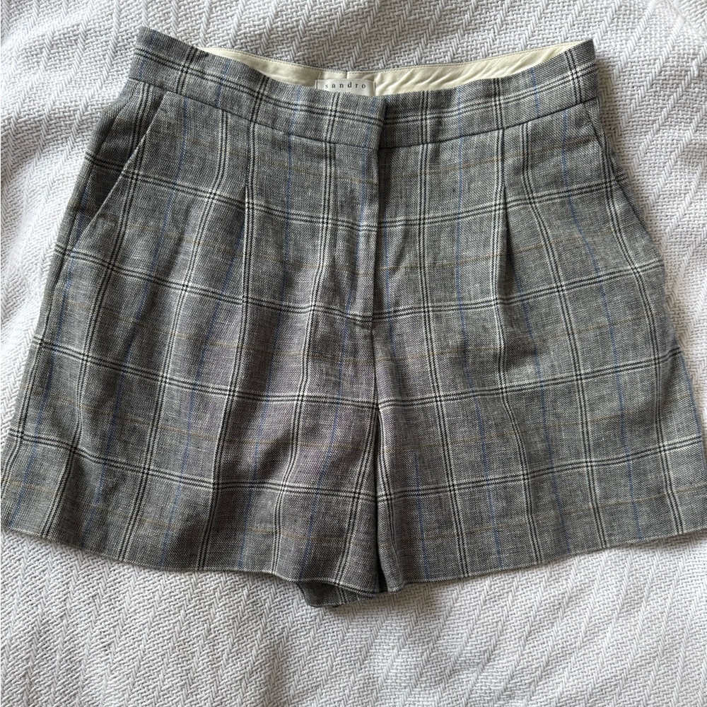 Sandro Gray Plaid Shorts